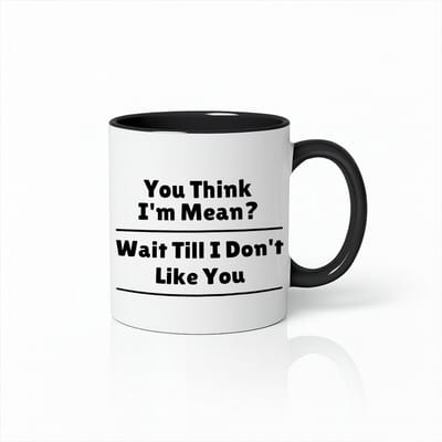 You Think I’m Mean? Wait Till I Don’t Like You Mok – Zwart & Wit 330 ml – Grappige Sarcastische Quote Koffiemok