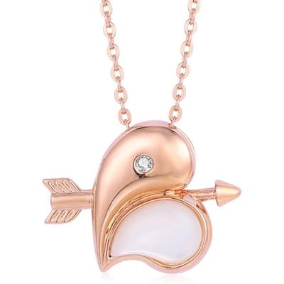 18k Gouden Diamanten Ketting Eén Pijl Doorborend Hart Schelp Hart Hanger 750 Walvis Hanger Ketting beige