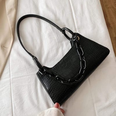 Leren Schoudertas - Dames Handtas - Dagelijks Gebruik - Zachte Constructie - 28x15x6 cm - Zwart