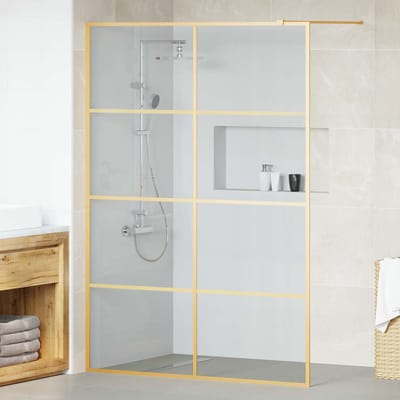 vidaXL - Inloopdouchewand - Goud - 140 - x - 195 - cm - gehard - glas