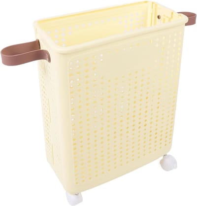 Wasmand Opvouwbaar - Kledingmand Smal - Ruimtebesparend Opbergen - Stevig Frame Met Wielen - 48 x 39 x 10 cm