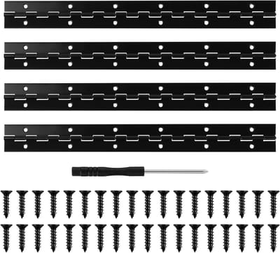 Set van 4 Piano Bands Scharnieren 30cm x 3cm - Zwarte Piano Scharnieren voor Deuren, Meubels en Kasten met Schroeven en Schroevendraaier