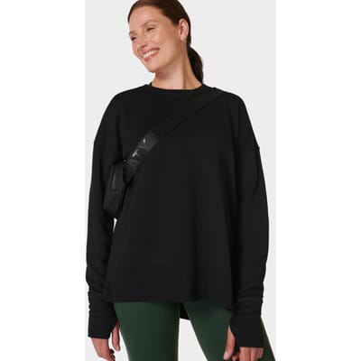 Sweaty Betty After Class Longline Sweatshirt ZWART - Maat XS