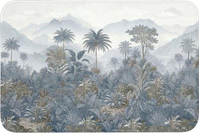 Badmat 90x60 cm - Antislip - Jungle - Landschap - Blauw - Badmatten voor badkamer - Badkamermat - Douchemat - Badkamer mat