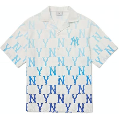 MLB New York Yankees T-shirt Manches Courtes Logo Dégradé Imprimé Intégral Unisexe Bleu 3AWSM6123-50BLS XS white