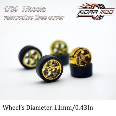 1/64 Rlc Premium Wielen Met Rubberen Slickbanden Voor Wielen Advan Gt Modelauto Opknaponderdelen D:11Mm (1 Instellen)