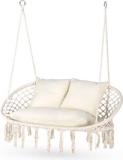Dubbelle Boho Hangstoel - Comfortabele Schommelstoel voor Binnen & Buiten - Draagvermogen tot 200kg