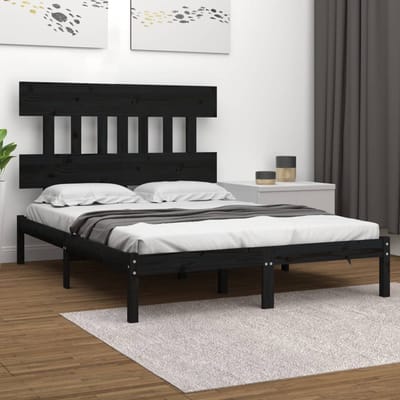 vidaXL - Bedframe - massief - hout - zwart - 200x200 - cm