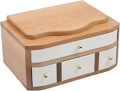 Sieradenkistje Organizer - Juwelendoos Hout - Sieraden Opbergen - Grote Capaciteit - 37 x 25 x 15 cm - Bianco