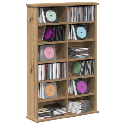 vidaXL - CD - Kast - Artisanaal - eiken - 60 - x - 17 - x - 92 - cm - Bewerkt - hout