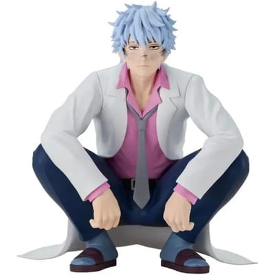 Perfect 12cm Banpresto Gin Tama Zittende Houding Sakata Gintoki Origineel Figuur Model Verzamelaar Beeldje Bureaublad Ornament gray