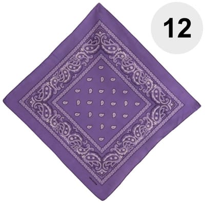Fako Fashion - Bandana - Hoofddoek - Mondbescherming - Zakdoek - Paisley - Paars - 12 Stuks