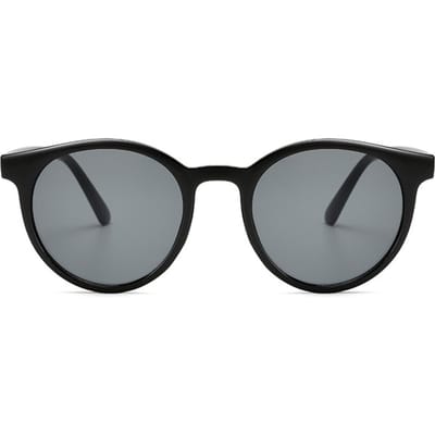 Ronde Zonnebril UV-Blokkerende Grijze Lens Trendy Stijlvol Design Unisex Retro Zonnebril voor Dames Heren Zwart Montuur gray