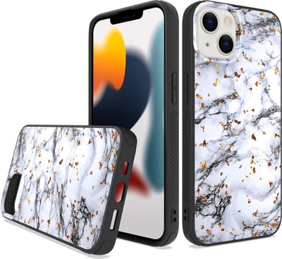 LuxeBass Siliconen hoesje met print geschikt voor Apple iPhone 14 Plus - Marmer White - telefoonhoes - gsm hoes - telefoonhoesje