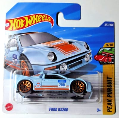 HOT WHEELS FORD RS200 GULF BLUE 247/250 1:64 HW PEAK PURSUIT 9/10 SHORT CARD (2025)