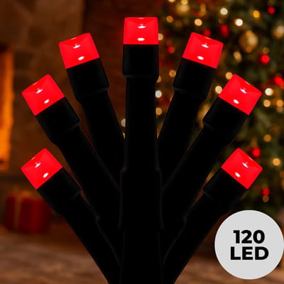 Lomera Kerstverlichting - Kerstlampjes - Kerstboomverlichting Buiten - LED Lichtsnoer - 120 LED Lampjes - 9 Meter Lengte - Rode Verlichting - Lichtfuncties - Geheugenfunctie - Timer 8 Uur - Ip44 Adapter - Binnen en Buiten