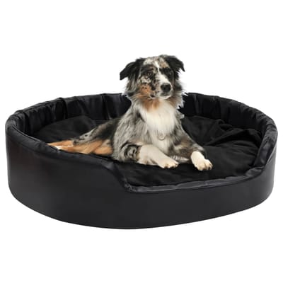 vidaXL - Hondenmand - 99x89x21 - cm - pluche - en - kunstleer - zwart
