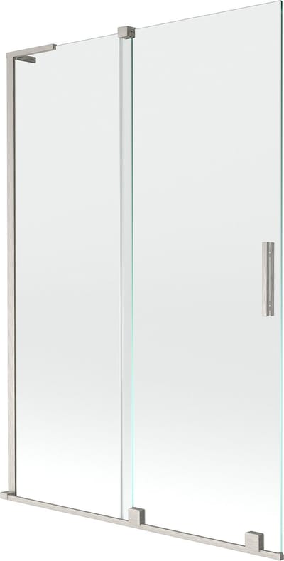 Mexen Velar L tweedelige schuifbare badwand 120 x 150 , transparant, geborsteld nikkel - 896-120-003-01-97
