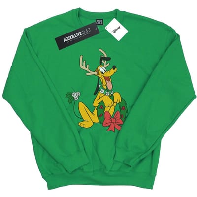 Disney Heren Pluto Kerstmis Rendier Sweatshirt (Iers Groen)
