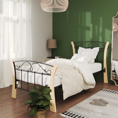vidaXL - Bedframe - metaal - zwart - 90x200 - cm