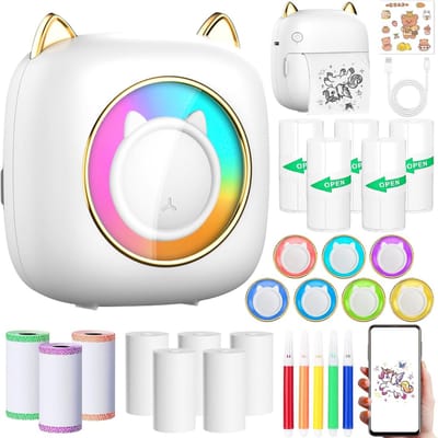 REN® Mini Printer - Fotoprinter - Mobiele Fotoprinter - Fotoprinter Voor Smartphone - Mini printer Voor Mobiel - Wit - 16cm x 14cm x 6cm