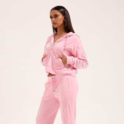 Juicy Couture Juicy Couture Iccle Diamante Oversized Cropped Hoodie ROZE - Maat XXS