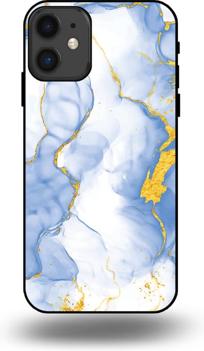 Smartphonica Telefoonhoesje Geschikt voor iPhone 11 met Lichtblauw Goud Marmer Opdruk - TPU Backcover Case Lightblue Gold Marble Design geschikt voor iPhone 11