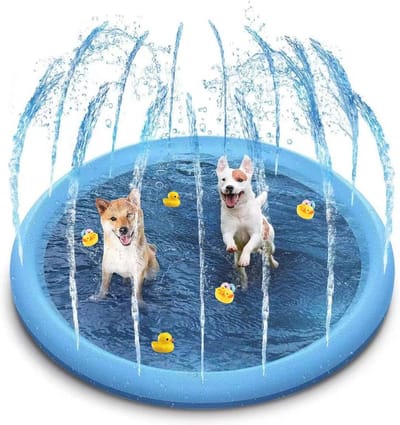 Hondenzwembad voor kinderen en huisdieren - 100 cm antislip sprinklerspeelmat voor zomerse waterpret