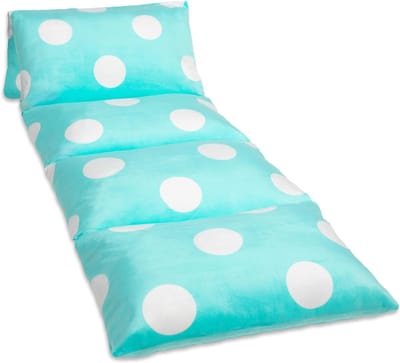 Vloerkussen Bed Lounger Cover, Gezellig Stijlvol voor Kinderen Volwassenen, Fauteuil Vloerkussen voor ultiem comfort, Peuter Dutje Mat, Alleen hoes, Aqua Polka Dot, Queen