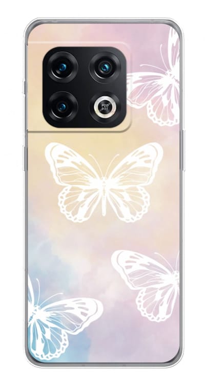 Case Company® - Hoesje geschikt voor OnePlus 10 Pro hoesje - White butterfly - Soft Cover Telefoonhoesje - Bescherming aan alle Kanten en Schermrand