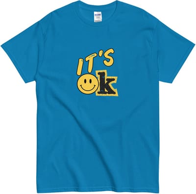Het is Oke T Shirt Dames Heren - Positief Smiley Print - It's Ok! - Wit - S