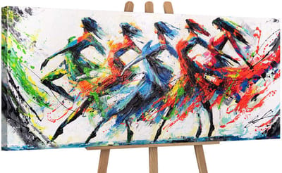 YS Schilderij "Colorful Grace" - Handgeschilderd canvas schilderij - Wanddecoratie Moderne kunst - Neutraal - Kunst - Muurdecoratie woonkamer - Slaapkamer decoratie - Kamer accessoires - Abstracte schilderijen kunst - schilderij canvas Modern 115x50