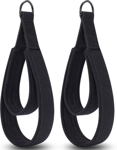 Pilates Banden met Dubbele Lus – Gepolsterd – D-Ring – Voor Reformer – Thuis en Gym – One Size – 2 Stuks – Zwart