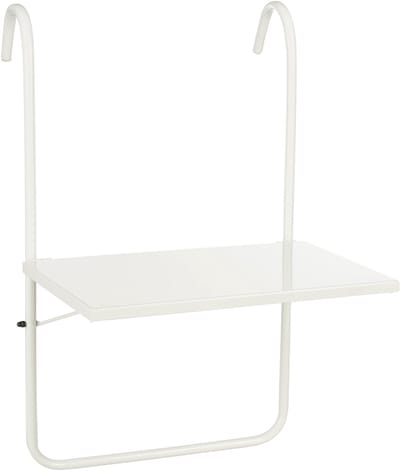 Mica Decorations Seatle Hangtafel Balkon - Tafeltje Buiten - Plateau voor Balkon - 57,5 x 38 cm - Metaal - Wit