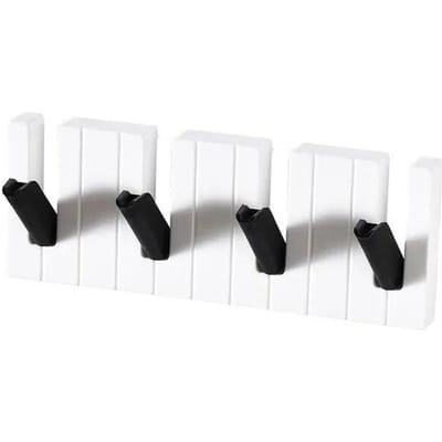 Creatieve Piano Muurbevestigde Haak Punch-Free Deurachterkant Opbergrek Thuis Vouwjas Hoed Portiek Sleutelhanger Diversen Organizer zwart