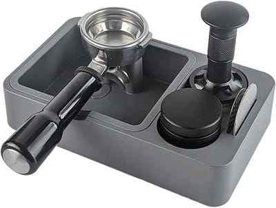 Espresso Station - Koffie Werkplek - Espresso Bereiden - Geïntegreerde Klopbox - 24.5 x 15 cm - Grijs