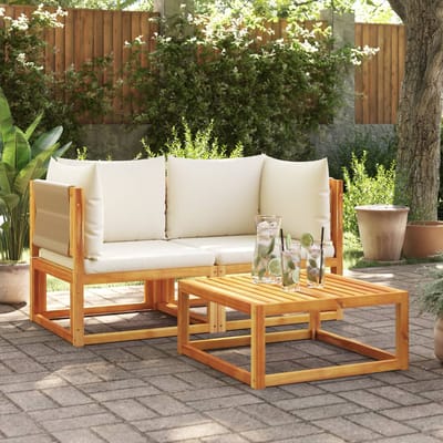 vidaXL - Tuinbanken - Hoekbanken - met - Kussens - 2 - st - acaciahout - & - Touw