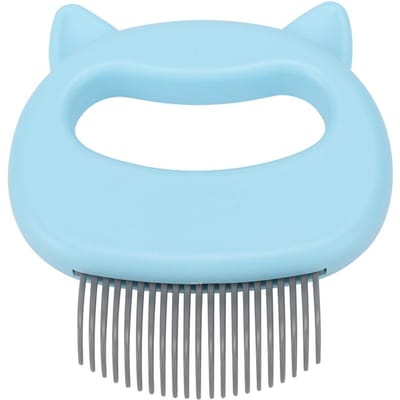 Huisdier Kat Hond Massage Schelp Kam Verzorging Haarverwijdering Verharen Reinigingsborstel (Blauw) Blue white