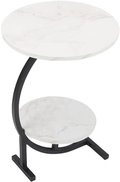 2-laags Ronde Bijzettafel – 40 cm bovenblad en 30 cm onderblad – Compact ruimtebesparend design – Ideaal als nachtkastje en side table – Modern en stevig metalen frame