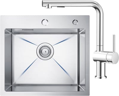 CECIPA max Spoelbak Keuken 50x45CM - Spoelbakken Keuken Met Uittrekbare Uitloop Keukenkraan - Spoelbakken met Kraangat - Wasbak Keuken RVS - Enkele Spoelbak - Spoelbakken met afdruip