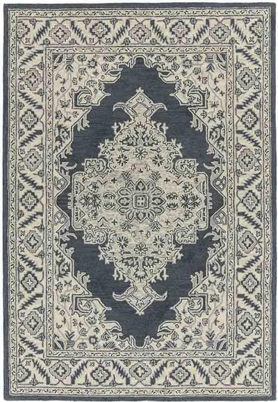 Easy Living - bronte-fine-Loop-Rug-Shadow Vloerkleed - 160x230  - Rechthoek - Laagpolig,Vintage Tapijt - Klassiek - Antraciet, Beige
