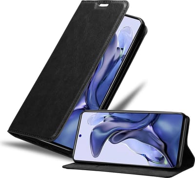 Cadorabo Hoesje geschikt voor Xiaomi 11T / 11T PRO in ZWARTE NACHT - Beschermhoes met magnetische sluiting, standfunctie en kaartvakje Book Case Cover Etui