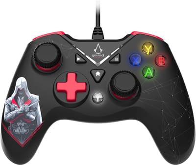 Freaks And Geeks Assassin's Creed - USB Wired Controller for PC with 3M Cable - Black and Red - Wired Controller - PC