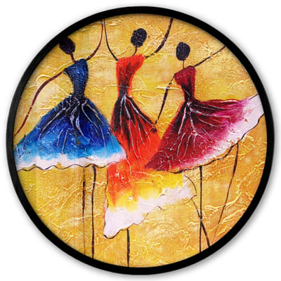 Poster in lijst Rond - Fotolijst 40x40 cm - Posters - Schilderij - Vrouwen - Jurk - Olieverf - Ronde posterlijst zwart - Decoratie - Wanddecoratie woonkamer - Muurdecoratie slaapkamer
