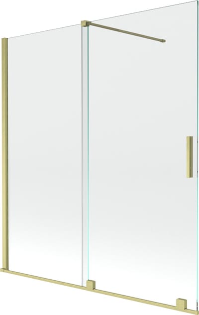 Mexen Velar badwand 2-vleugelig schuifbaar 150 x 150 , transparant, goud geborsteld - 896-150-000-01-55