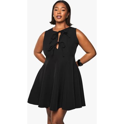 boohoo Dames PLUS MOUWLOZE SKATERJURK MET STRIKDETAIL | Zwart | Maat: 44