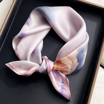 Natuurlijke Zijde Sjaal Dames Nek Vierkant Hoofdband Sjaals Bandana Mode Hijab Poncho Sjaals Pashmina Vrouwelijke Foulard 53Cm Real Silk 53x53cm white