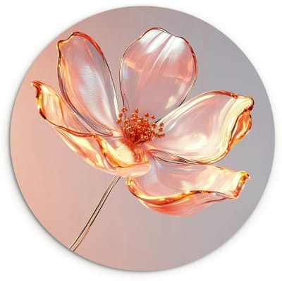 WallCircle® Wandcirkel 120x120 cm - Muurcirkel Glazen - Bloem - Roze - Muurdecoratie woonkamer - Wanddecoratie slaapkamer - Kamer decoratie accessoires - Ronde schilderijen XXL