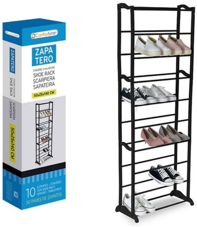 Schoenenrek - Confortime - Zwart (30 Paar) - 50 X 25 x 140 cm