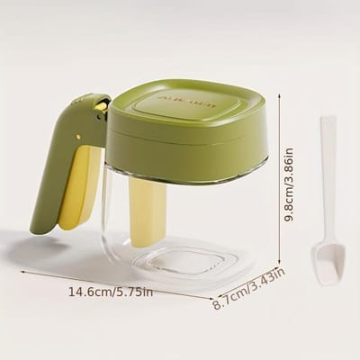 Boîte à assaisonnement en verre 1 pièce, ensemble d'assaisonnement de cuisine, pot d'assaisonnement, bouteille d'assaisonnement, pot d'assaisonnement, pot de sel à ouverture et fermeture vert